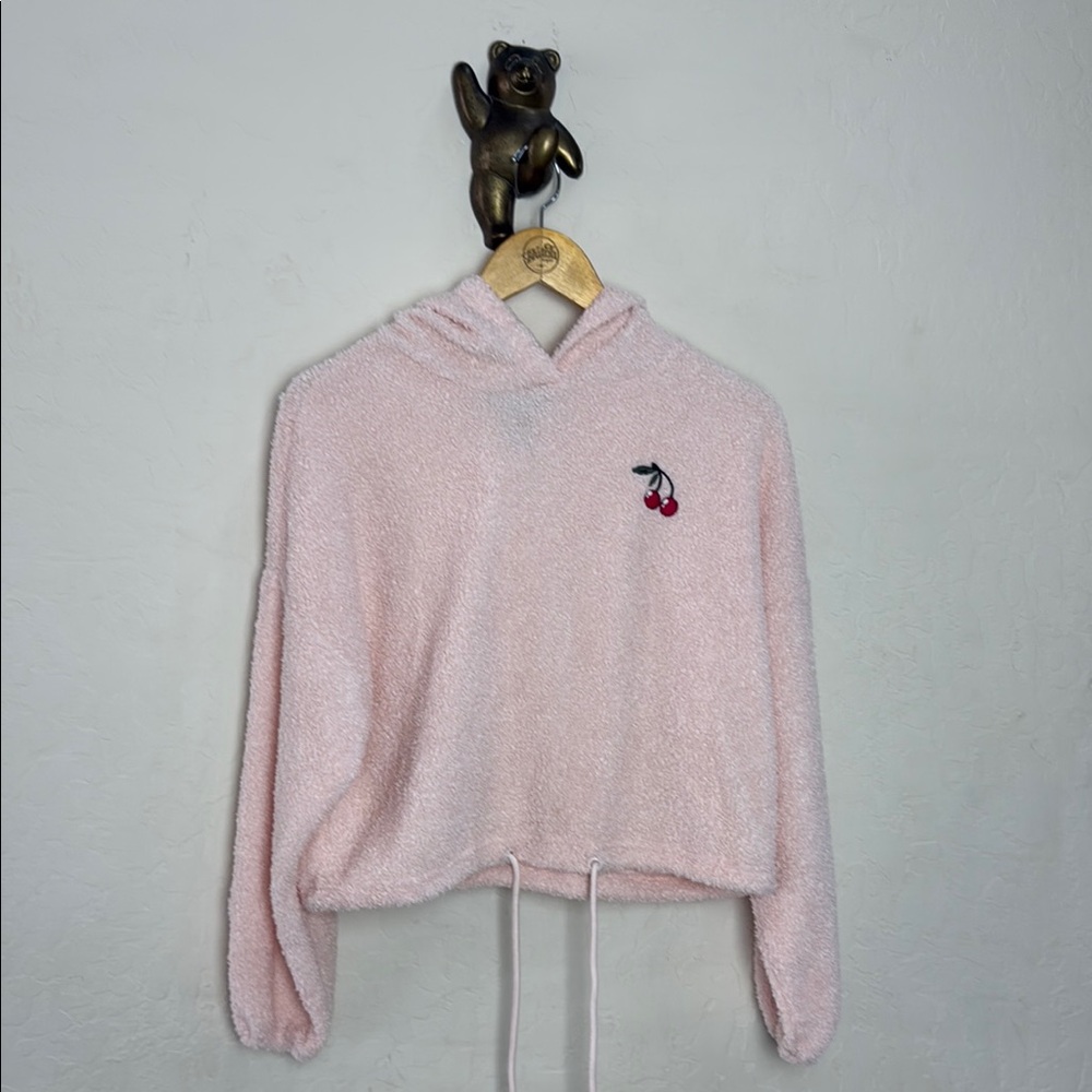 Pink Hooded sweater with Cherry Embroidery women’s size S